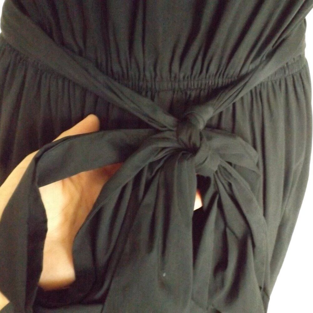 ROBERT RODRIGUEZ Shirt Dress, L, Black, Career, Sash/Bow, Short sleeve Cottony - Picture 5 of 13